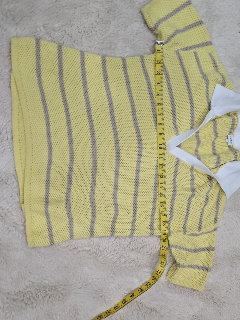 Yellow Striped Knit Polo Sweater